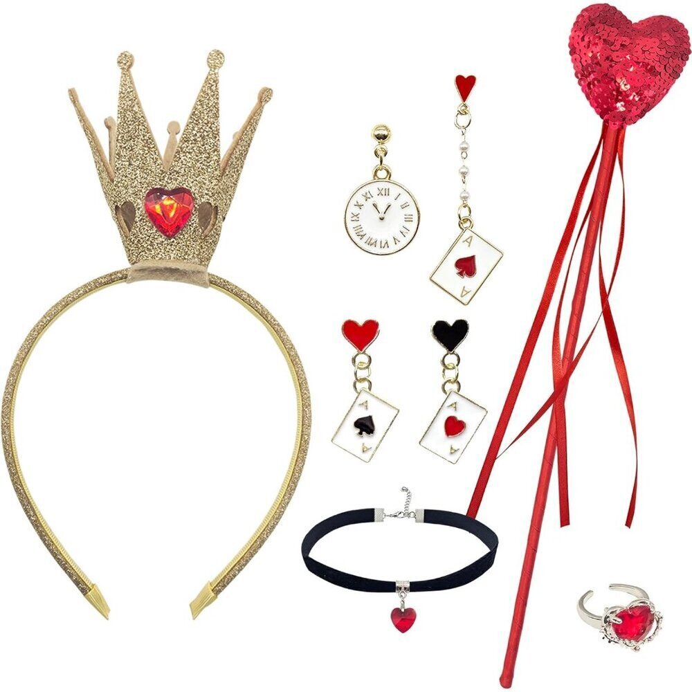 Queen Costume Accessories Set 6Pcs Heart Crown Scepter Choker for Women